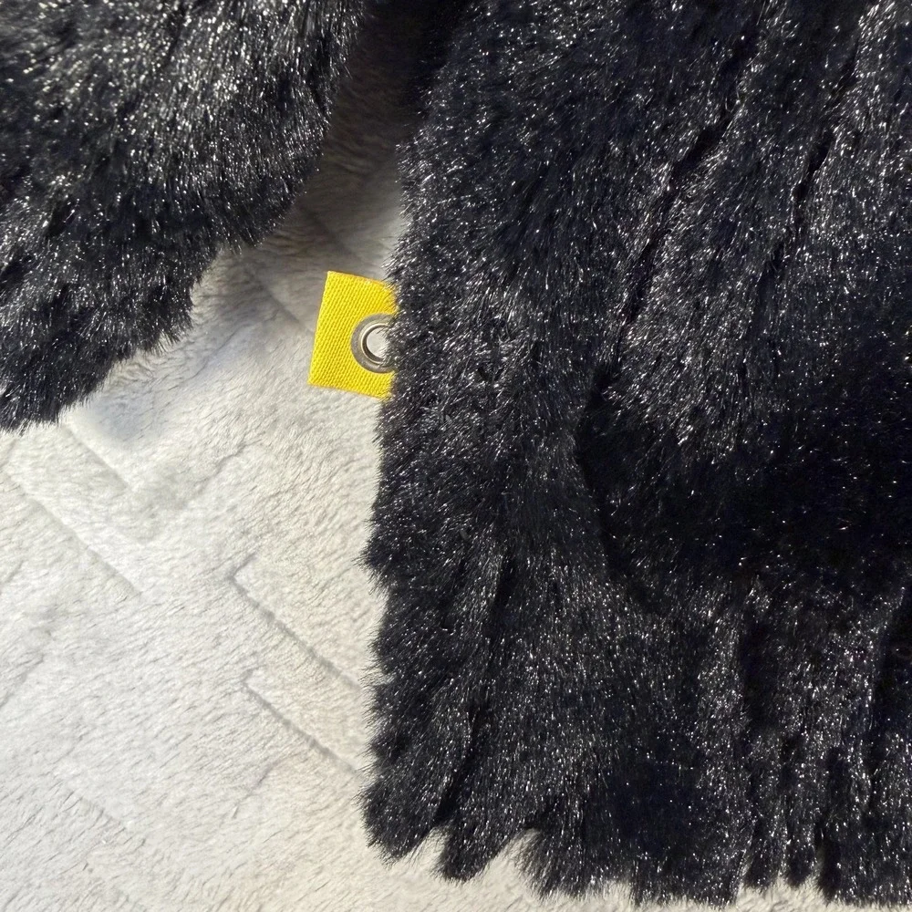 Peace of Cake Faux Fur Jacket Black Girls Size S 4–6X Soft‎ Plush Coat